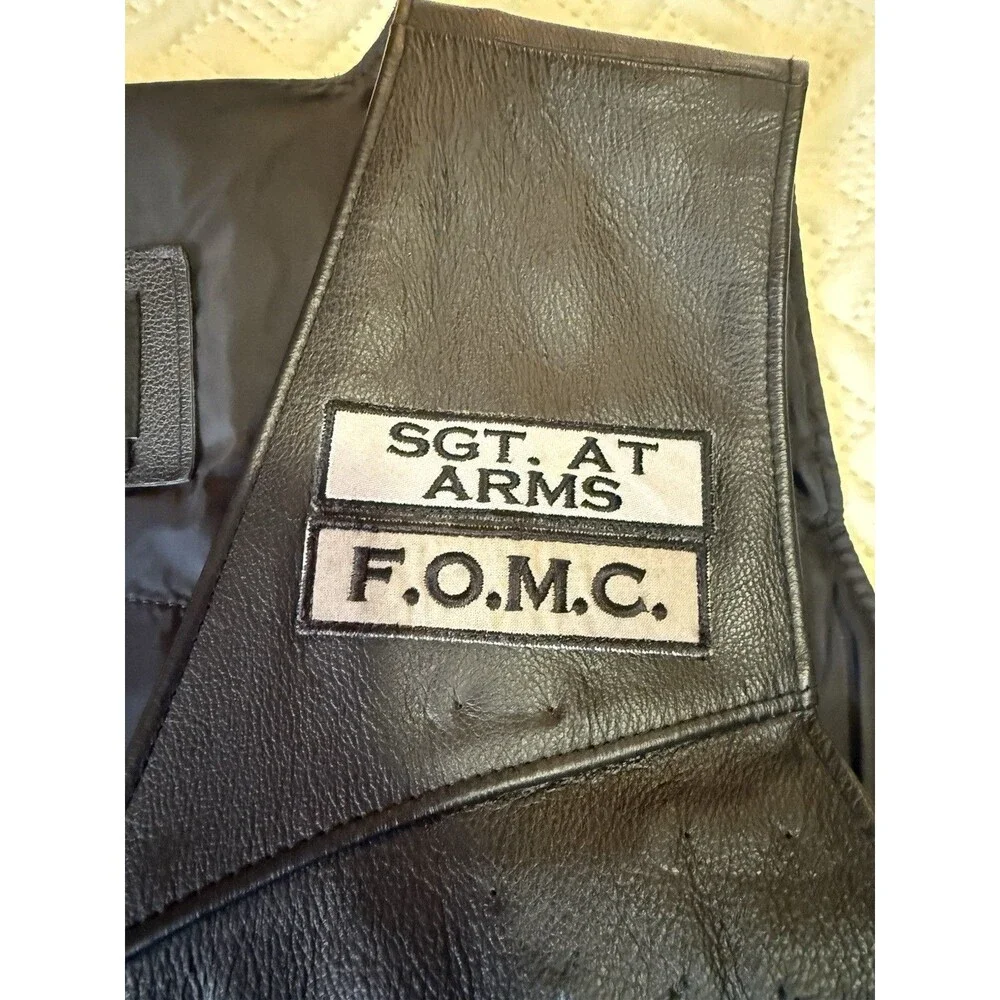 XXL Harley Davidson Leather Vest US Combat Veteran Navy POW Virginia Skull - Picture 5 of 16